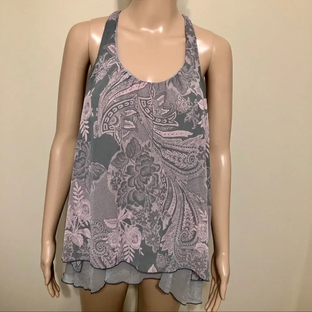Print Ruffled Racer Back Top - Picture 6 of 10